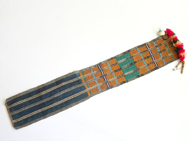 Naga, Handwoven Skirt with Glass Beads, 32x 5.5 inches