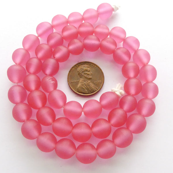 Resin Pink Dark Matte, 8mm Rounds on Strands of 50+