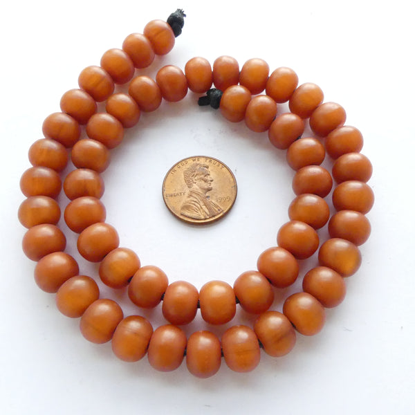 African Amber, Faux Amber, Dark Amber Oblates, 8x10mm, Strands