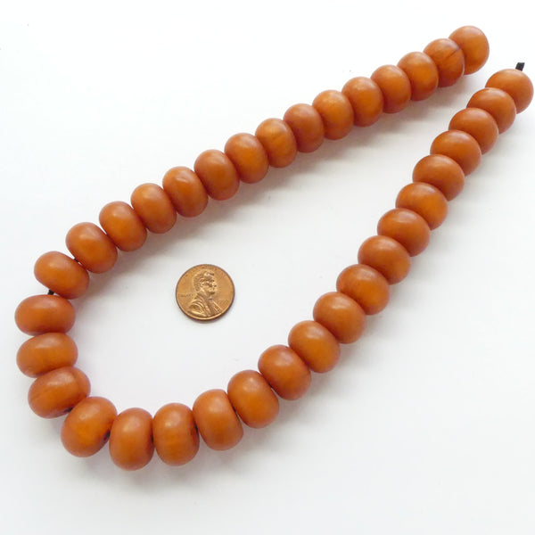 African Amber, Faux Amber Dark Amber Oblates, 12x17mm, Strand of 35