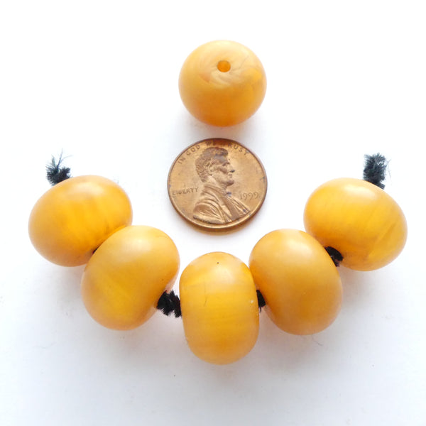 African Amber, Faux Amber Butterscotch, Oblates, 15x20mm, Set of 6