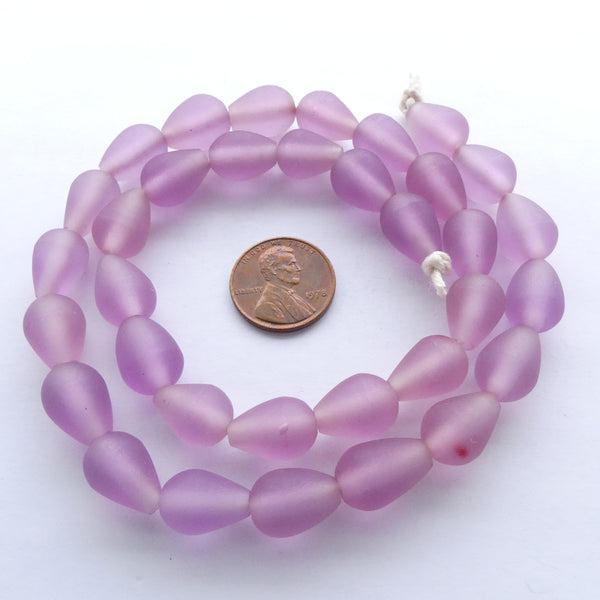 Resin Lavender Matte Teardrops 14x10mm, Strand of 34