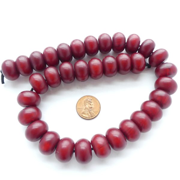 African Amber, Faux Amber Burgundy Oblates 10x15mm on 15-inch Strands