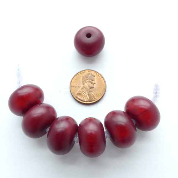 African Amber, Faux Amber Burgundy Oblates, 10x15mm, Set of 6