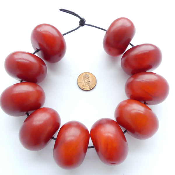 African Amber, Faux Amber, Burgundy, Giant Oblates 25x40mm, Sold Individually