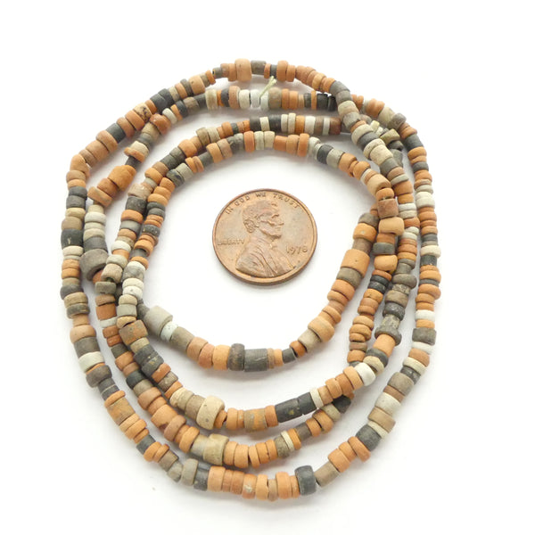 Clay, Natural Colors, Slices 3-4mm Diameter on 30-inch Strands