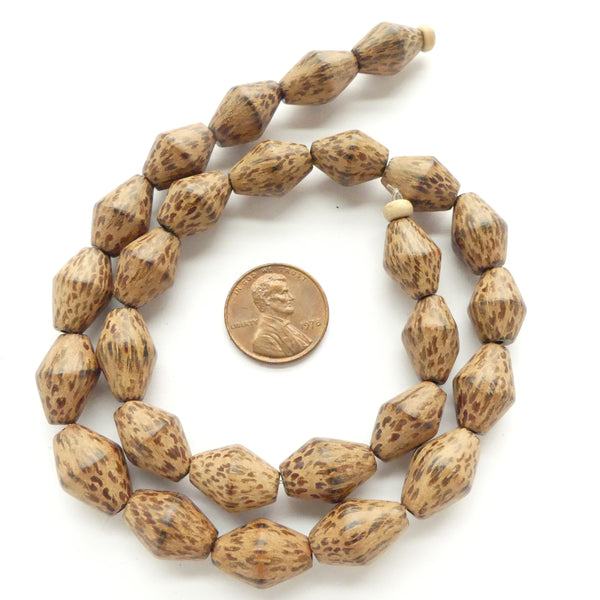 Patikan Wood, Bicones 15x10mm on 16" Strands