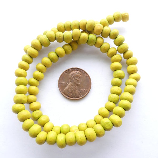 Wood Round Lime Matte, 5mm, 16-inch Strands