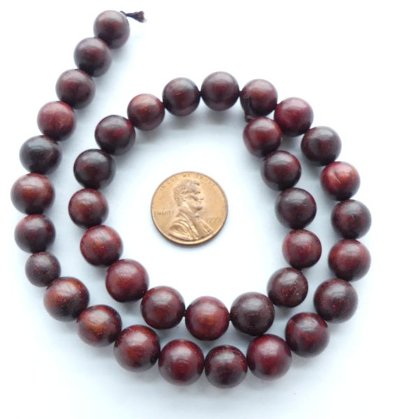 Wood Round, Natural Rosewood, 10mm on 15" Strands