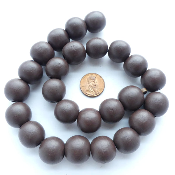 Wood Round Brown Dark Matte, 18mm on 16" Strands