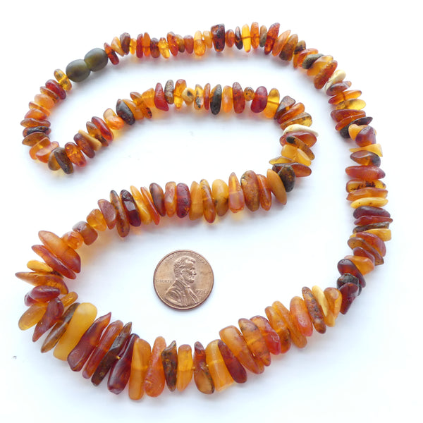 Amber Baltic, Chips Matte, Graduated 8-15mm, Necklace 22"