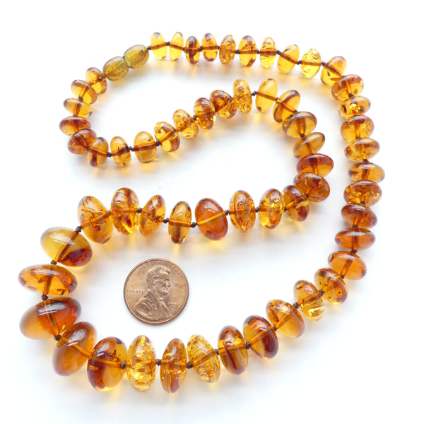 Amber Baltic, Graduated Rondelles 5x9 to 9x20mm, Necklace 20"