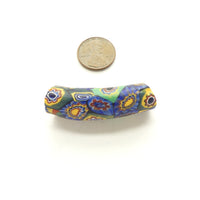 Millefiori Antique Venetian Trade Bead, Elbow With Many Patterns, 45x15mm