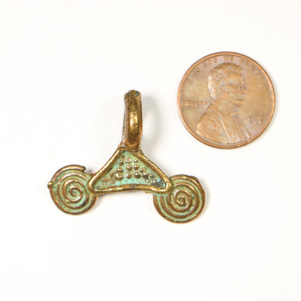 Brass, Small Akan Brass/Copper Pendant from Ghana, 30x22mm