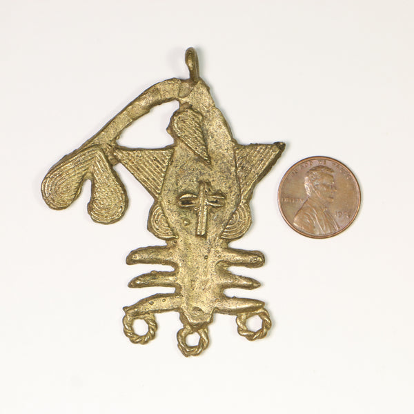 Brass, Lost Wax Cast Sawfish Pendants from Ghana, 50mm Wide by 70mm long