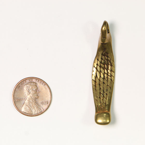 Brass, Cameroonian Lost Wax Cast Pendant, 50mm long
