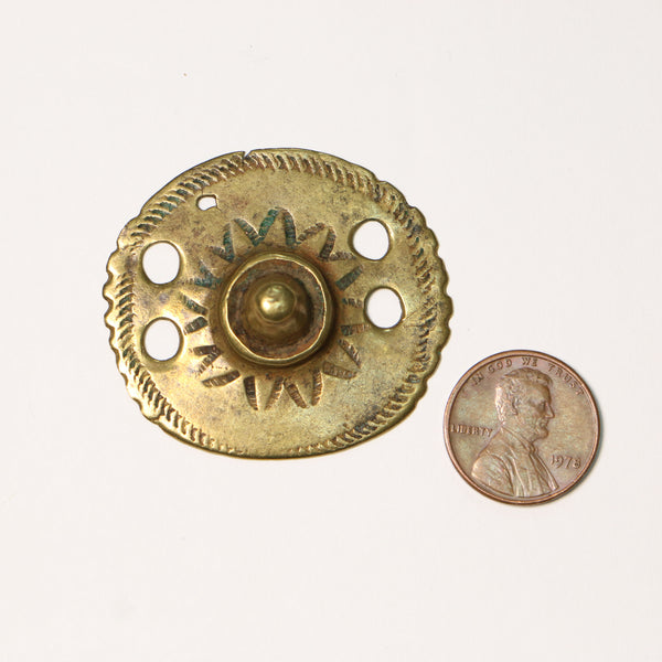 Brass, Ethiopian Shield Ornament/Pendant, Vintage 42mm Diameter