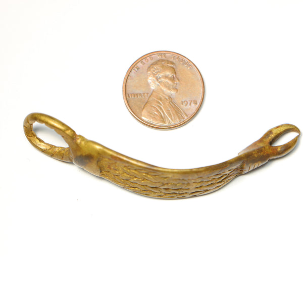 Brass, Camerron Lost Wax Cast Curved Pendant, 63mm Long