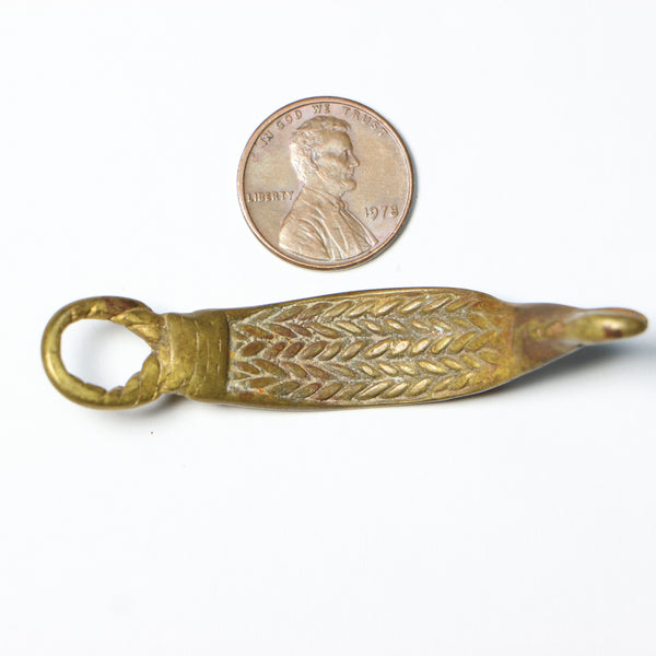 Brass, Camerron Lost Wax Cast Curved Pendant, 63mm Long