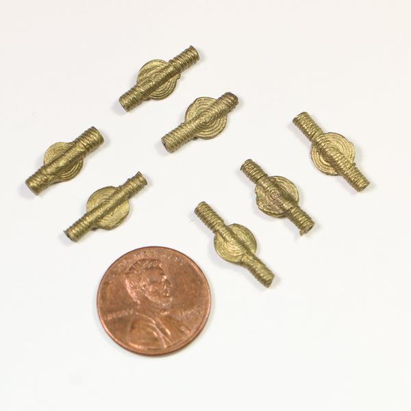 Brass, Lost Wax Cast, Vintage Baoule Circle Beads, 15-17mm long, Set of 7