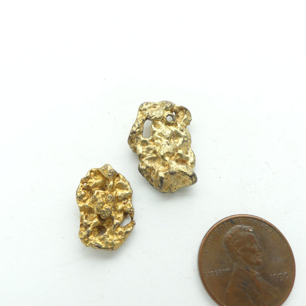 Brass, "Gold Nuggets" from Lost Wax Casting Workshop in Ghana, Set of 2