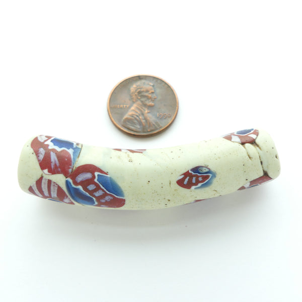 Millefiori Antique Venetian Trade Bead, Very Early  Large "Bear Paw" Elbow, 54x13mm