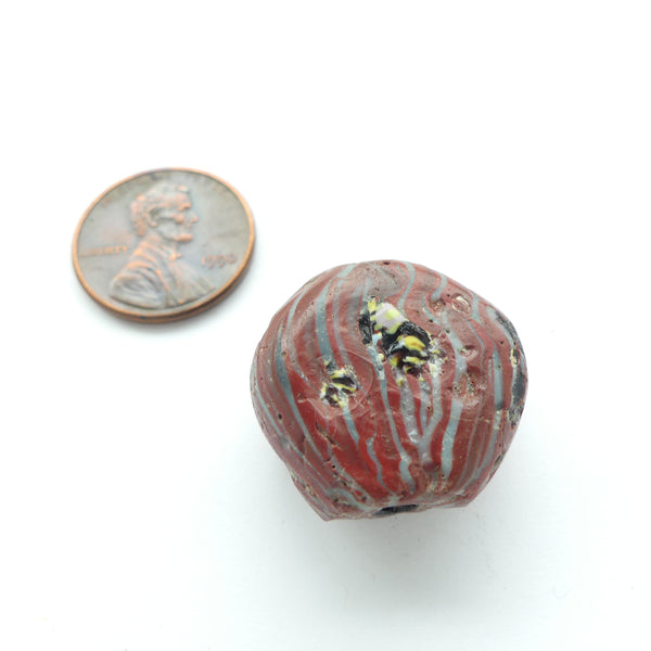 Millefiori Antique Trade Bead, Tabular Bead with Partial Face Murrine, 21x23mm