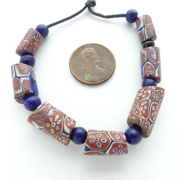 Millefiori Antique Venetian Trade Beads, Perfect Mini Beads, Graduated Mini Set of 7