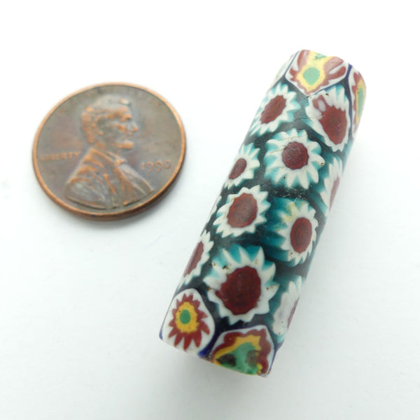 Millefiori Trade Bead, Flowers Everywhere Two Styles! 35x11mm