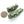 Millefiori Trade Bead, Elbows Green, Black, Amber, Set of 2, Largest 42x14mm