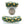 Millefiori Trade Bead, Elbows Green, Black, Amber, Set of 2, Largest 42x14mm