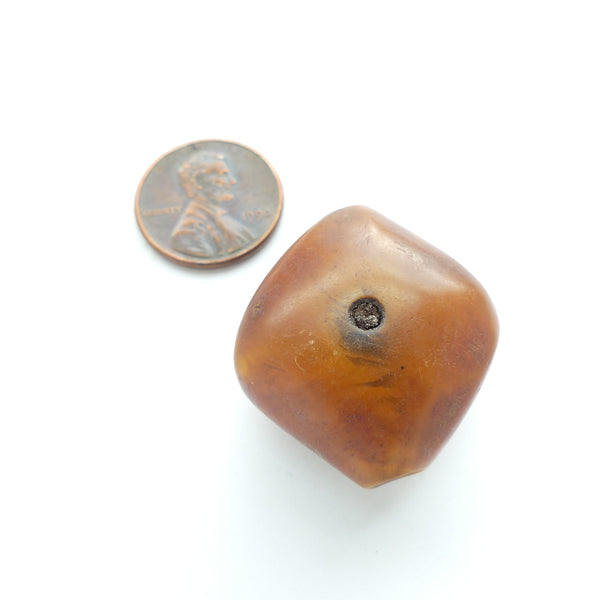 African Amber, Antique Diamond Shape, Rich Dark Crown Colors, 28x28mm