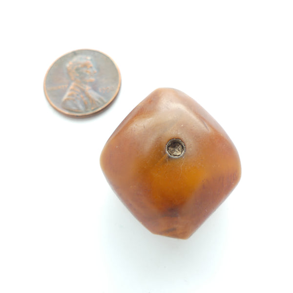 African Amber, Antique Diamond Shape, Rich Dark Crown Colors, 28x28mm