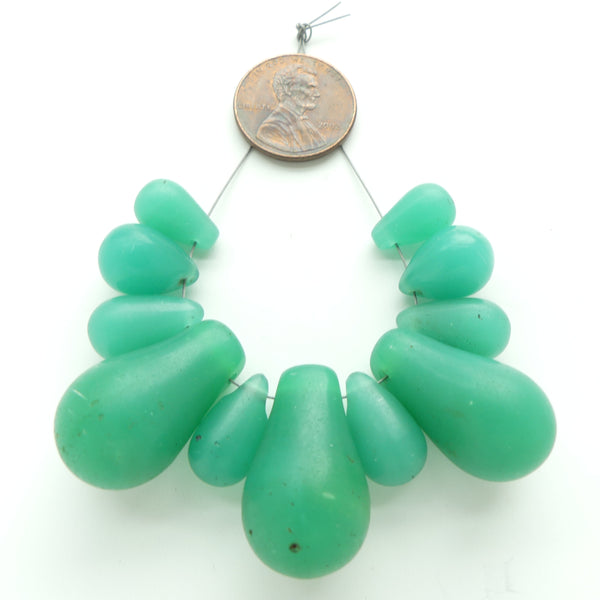 Bohemian, Wedding Bead Necklace Components, Green Lightbulbs Assorted, Set of 11