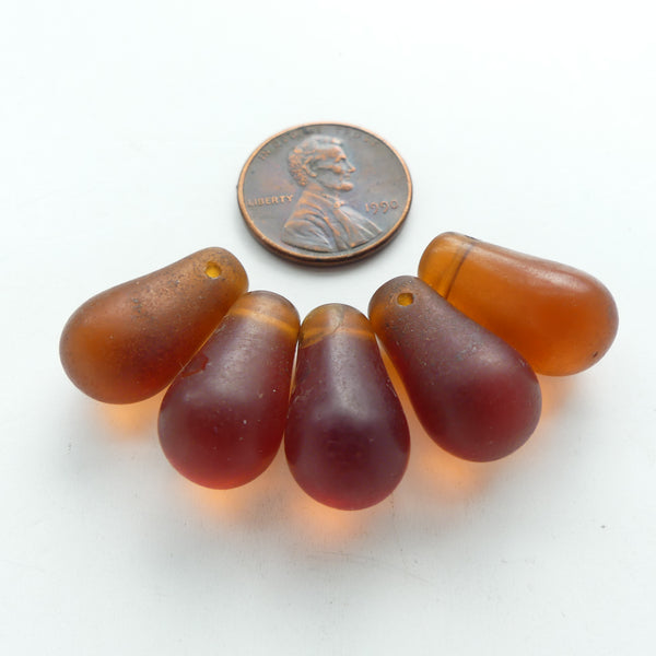 Bohemian, Vintage Wedding Bead Necklace Compnents, Amber Lightbulbs, Set of 5