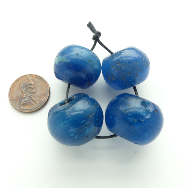 Dutch, Dogon Style Oblates, Rare Deep Turquoise Color, 15x20mm, Set of 4