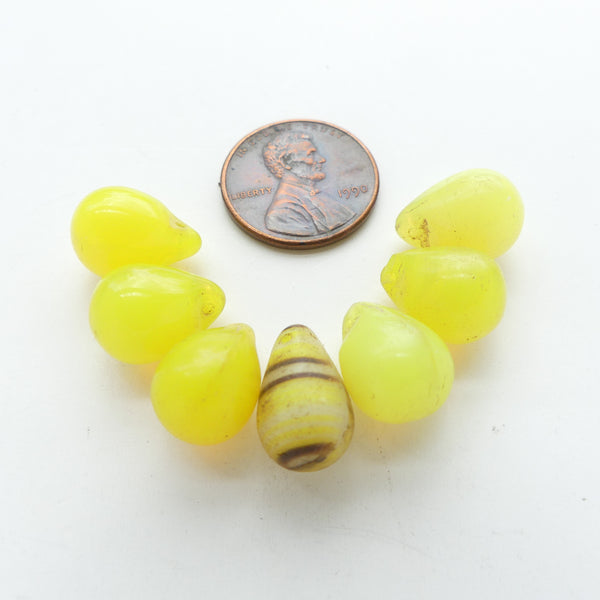 Bohemian, Wedding Bead Necklace Components, Small Lightbulbs Yellow & Multi, Set of 7