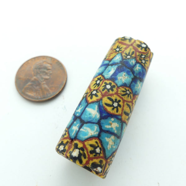 Millefiori, Antique Venetian Trade Bead, Collector/Designer Prize, 42x15mm