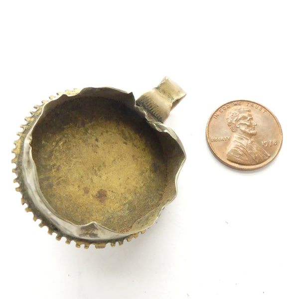 Brass, Ethiopian Wedding Pendant, Vintage, Open Back, 35mm Diameter