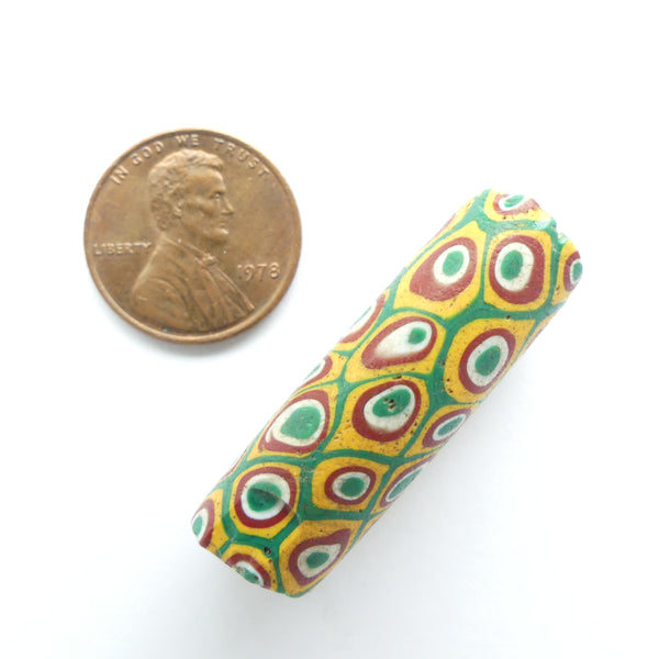Millifiori Trade Beads, Perfect Cased Murrini in Summer Garden Colors, 32x12mm, Sold Individually