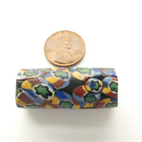 Millefiori Antique Venetian Trade Bead, Multicolor with Hybrid Murrine, 37x14mm