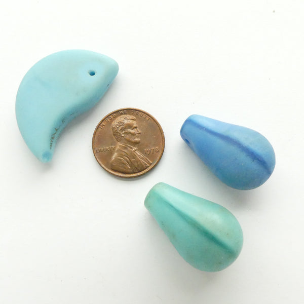 Bohemian, Wedding Bead Components, Light Blue/TQ Opaque, Set of 3
