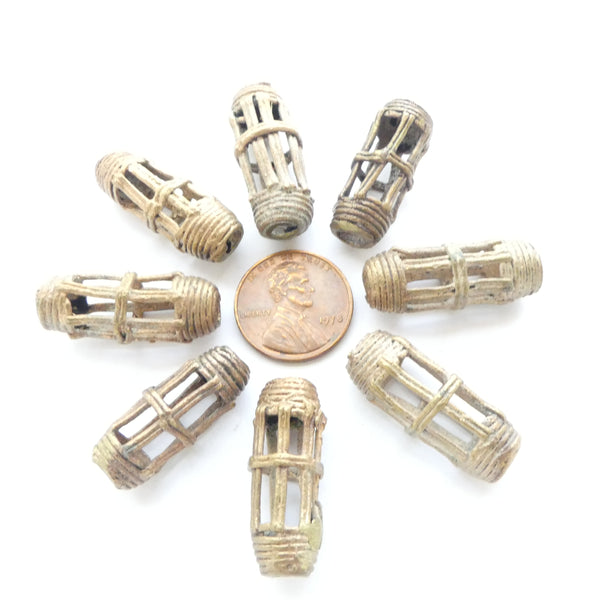 Brass, Lost Wax Cast Tubes, Ghana, 26x10mm
