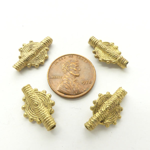 Brass, Lost Wax Sun Design, Baoule, 20x12mm, Sold Individually