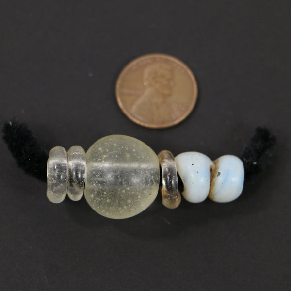 Dutch, Vintage Glass, Clear and Moon, Designer/Collector Set of 4 Beads