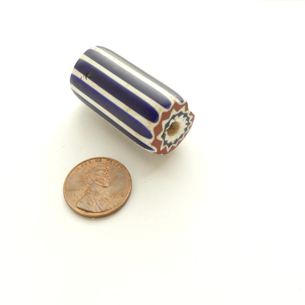 Chevron, Antique Venetian Large Long 6-Layer Bead, 39x20mm