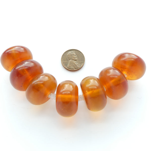 African Amber, Rare Translucent Light Amber Oblates, 9x24mm, Sold Individually