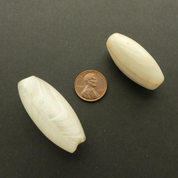 Bohemian Vintage Glass & Real White Agate Collector Set, 45 and 35mm, Set of 2
