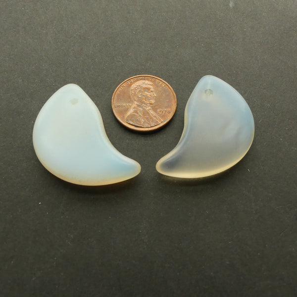 Bohemian, Wedding Bead Components, Vintage "Claws" in Clear & Moon Glass, Set of 2