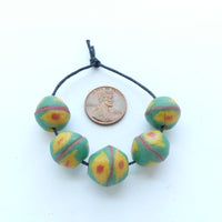 Powderglass King Beads, Green, 15x14mm, Sold by the Set of 5